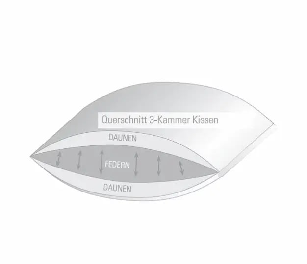 BettwarenShop 3-Kammer-Kissen Premium Aussen 90% Daunen, 10% Federn